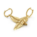 14K Yellow Plain Gold Huggie Drop Leaf Earrings - EG14359Y4JJJ-Gabriel & Co.-Renee Taylor Gallery