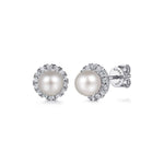 14K White Gold Pearl stud Earrings - EG14862W45PL-Gabriel & Co.-Renee Taylor Gallery