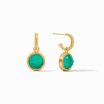Fleur-de-Lis Hoop & Charm Earrings - Iridescent Emerald Green-Julie Vos-Renee Taylor Gallery