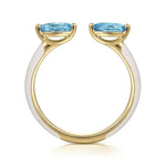 14K Yellow Gold Blue Topaz Open Stackable Ring with White Enamel - LR52652E9Y4JBT-Gabriel & Co.-Renee Taylor Gallery