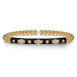14K Yellow Gold Bujukan Beads and Diamond Split Bangle Bracelet with Black Enamel - BG5054E8Y45JJ-Gabriel & Co.-Renee Taylor Gallery