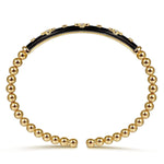 14K Yellow Gold Bujukan Beads and Diamond Split Bangle Bracelet with Black Enamel - BG5054E8Y45JJ-Gabriel & Co.-Renee Taylor Gallery
