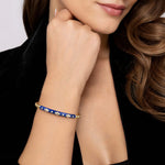 14K Yellow Gold Bujukan Beads and Diamond Split Bangle Bracelet with Chrome Blue Enamel - BG5054ELY45JJ.S575-Gabriel & Co.-Renee Taylor Gallery