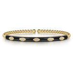 14K Yellow Gold Bujukan Beads and Diamond Split Bangle with Black Enamel - BG4971E8Y45JJ-Gabriel & Co.-Renee Taylor Gallery