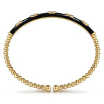 14K Yellow Gold Bujukan Beads and Diamond Split Bangle with Black Enamel - BG4971E8Y45JJ-Gabriel & Co.-Renee Taylor Gallery