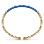 14K Yellow Gold Bujukan Beads and Diamond Split Bangle with Blue Enamel – BG4970ECY45JJ-Gabriel & Co.-Renee Taylor Gallery