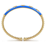 14K Yellow Gold Bujukan Beads and Diamond Split Bangle with Blue Enamel - BG4971ECY45JJ-Gabriel & Co.-Renee Taylor Gallery