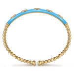 14K Yellow Gold Bujukan Beads and Diamond Split Bangle with Dusk Blue Enamel - BG4971E5Y45JJ-Gabriel & Co.-Renee Taylor Gallery