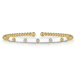 14K Yellow Gold Bujukan Beads and Diamond Split Bangle with White Enamel - BG4970E9Y45JJ.S575-Gabriel & Co.-Renee Taylor Gallery