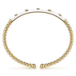 14K Yellow Gold Bujukan Beads and Diamond Split Bangle with White Enamel - BG4970E9Y45JJ.S575-Gabriel & Co.-Renee Taylor Gallery