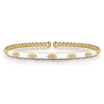 14K Yellow Gold Bujukan Beads and Diamond Split Bangle with White Enamel - BG4971E9Y45JJ-Gabriel & Co.-Renee Taylor Gallery