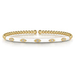 14K Yellow Gold Bujukan Beads and Diamond Split Bangle with White Enamel – BG4971E9Y45JJ-Gabriel & Co.-Renee Taylor Gallery