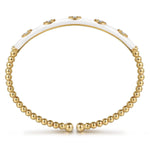 14K Yellow Gold Bujukan Beads and Diamond Split Bangle with White Enamel – BG4971E9Y45JJ-Gabriel & Co.-Renee Taylor Gallery