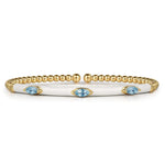 14K Yellow Gold Bujukan Blue Topaz Split Bangle w/ White Enamel - BG4968E9Y4JBT-Gabriel & Co.-Renee Taylor Gallery