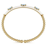 14K Yellow Gold Bujukan Blue Topaz Split Bangle w/ White Enamel - BG4968E9Y4JBT-Gabriel & Co.-Renee Taylor Gallery