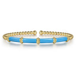 14K Yellow Gold Bujukan and Bar Split Bangle with Dusk Blue Enamel - BG4972E5Y4JJJ-Gabriel & Co.-Renee Taylor Gallery