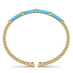 14K Yellow Gold Bujukan and Bar Split Bangle with Dusk Blue Enamel - BG4972E5Y4JJJ-Gabriel & Co.-Renee Taylor Gallery