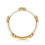 14K Yellow Gold Diamond Station Stackable RIng with White Enamel - LR52659E9Y45JJ-Gabriel & Co.-Renee Taylor Gallery