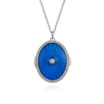 925 Sterling Silver White Sapphire Bujukan Locket Necklace with Dusk Blue Enamel - NK7481-24SVJWS-Gabriel & Co.-Renee Taylor Gallery
