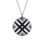 925 Sterling Silver White Sapphire and Black Spinel with White Enamel Locket - NK7476-24SVJMC-Gabriel & Co.-Renee Taylor Gallery