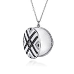 925 Sterling Silver White Sapphire and Black Spinel with White Enamel Locket - NK7476-24SVJMC-Gabriel & Co.-Renee Taylor Gallery