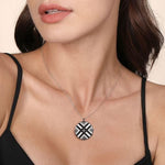 925 Sterling Silver White Sapphire and Black Spinel with White Enamel Locket - NK7476-24SVJMC-Gabriel & Co.-Renee Taylor Gallery