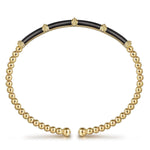 Beaded Bangle Bracelet Cuff 14K Yellow Gold Black Enamel Bujukan – BG4972E8Y4JJJ-Gabriel & Co.-Renee Taylor Gallery