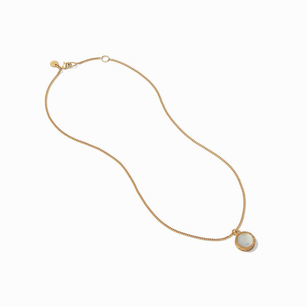 Fleur-De-Lis Solitaire Necklace Iridescent Chalcedony Blue