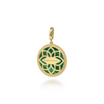 14K Yellow Gold Bujukan Diamond and Malachite Medallion Pendant in size 24mm With Detachable Bail Bujukan Collection - PT6614Y45MA-Gabriel & Co.-Renee Taylor Gallery