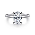 14K White Gold Oval Solitaire Engagement Ring (Setting Only) - ER15619O8W4JJJ-Gabriel & Co.-Renee Taylor Gallery