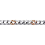 925 Sterling Silver with 14K Rose Gold Diamond Cuban Link Chain Mens Bracelet - TBM2125MJ5JJ-Gabriel & Co.-Renee Taylor Gallery