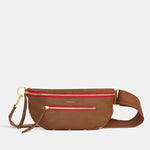 CHARLES CROSSBODY MED - Mahogany Pebble/Brushed Gold Red Zip-Hammitt-Renee Taylor Gallery