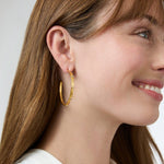 Crescent Stone Hoop Mixed Metal-Julie Vos-Renee Taylor Gallery