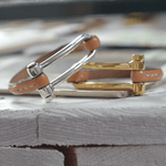 Koa Shackle Bracelet - Silver Plated, Camel Leather - B0113 MCA02-CXC-Renee Taylor Gallery