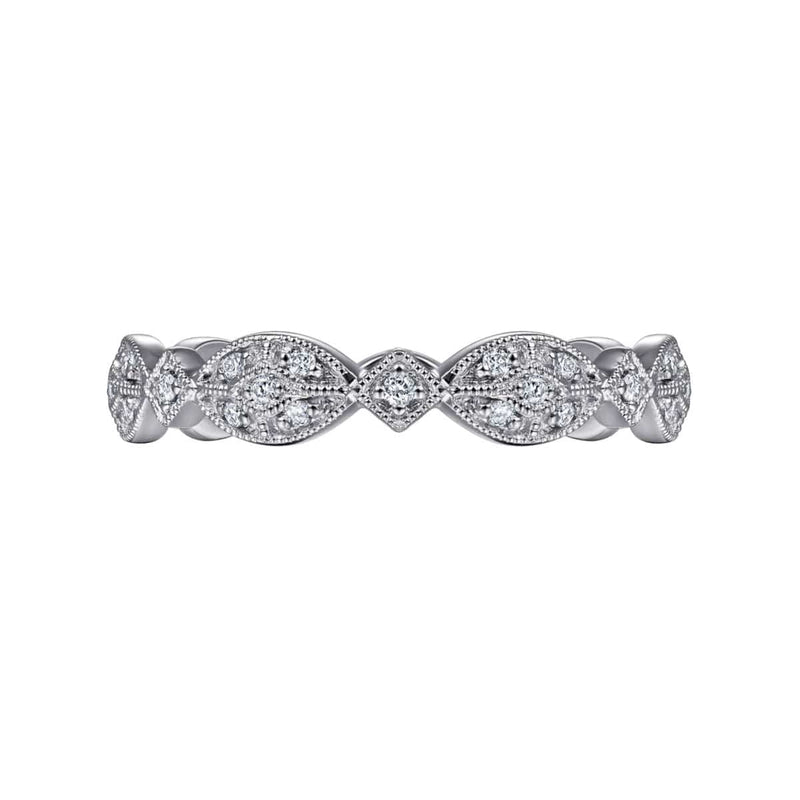 14K White Gold Marquise Station Cluster Diamond Stackable Ring - LR4800W45JJ-Gabriel & Co.-Renee Taylor Gallery