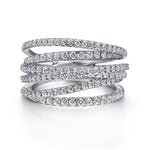 14K White Gold Layered Wide Band Diamond Ring - LR50964W45JJ-Gabriel & Co.-Renee Taylor Gallery