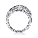 14K White Gold Layered Wide Band Diamond Ring - LR50964W45JJ-Gabriel & Co.-Renee Taylor Gallery