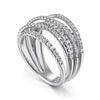 14k White Gold Layered Wide Band Diamond Ring - LR50964W45JJ-Gabriel & Co.-Renee Taylor Gallery