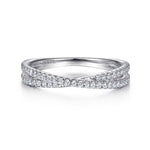 14K White Gold Criss Cross Diamond Stackable Ring - LR51169W45JJ-Gabriel & Co.-Renee Taylor Gallery