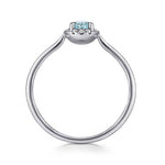 14K White Gold Aquamarine Diamond Halo Promise Ring - LR51264W45AQ-Gabriel & Co.-Renee Taylor Gallery