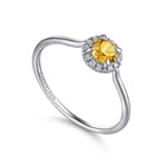 14K White Gold Citrine and Diamond Halo Promise Ring - LR51264W45CT-Gabriel & Co.-Renee Taylor Gallery