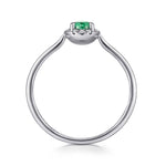 14K White Gold Emerald and Diamond Halo Promise Ring - LR51264W45EA-Gabriel & Co.-Renee Taylor Gallery