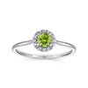 14K White Gold Peridot and Diamond Halo Promise Ring - LR51264W45PE-Gabriel & Co.-Renee Taylor Gallery