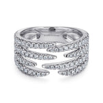 14K White Gold Open Wide Band Pavé Diamond Ring - LR51301W45JJ-Gabriel & Co.-Renee Taylor Gallery