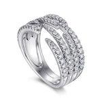 14K White Gold Open Wide Band Pavé Diamond Ring - LR51301W45JJ-Gabriel & Co.-Renee Taylor Gallery