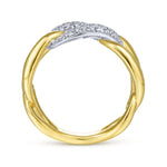 14K White & Yellow Gold Large Chain Link Diamond Station Ring - LR51527M45JJ-Gabriel & Co.-Renee Taylor Gallery