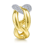 14K White & Yellow Gold Large Chain Link Diamond Station Ring - LR51527M45JJ-Gabriel & Co.-Renee Taylor Gallery
