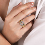 14K White & Yellow Gold Large Chain Link Diamond Station Ring - LR51527M45JJ-Gabriel & Co.-Renee Taylor Gallery
