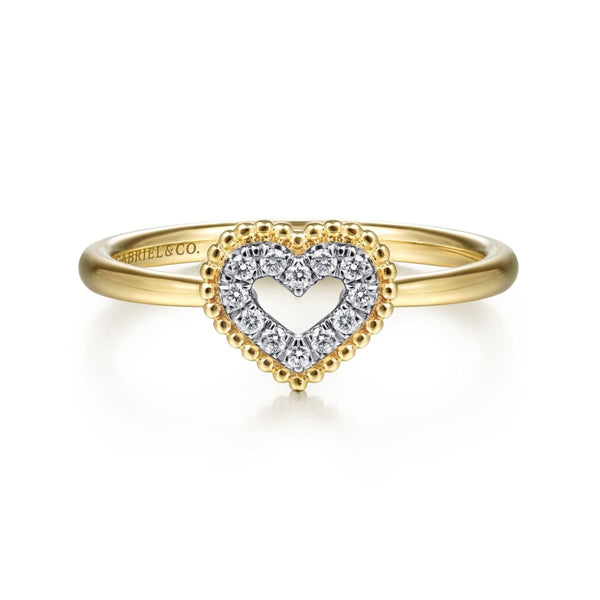 14K Yellow Gold Diamond Pavé Open Heart Ring - LR51600Y45JJ