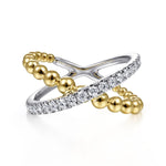 14K White & Yellow Gold Bujukan Diamond and Metal Criss Cross Ring - LR51628M45JJ-Gabriel & Co.-Renee Taylor Gallery